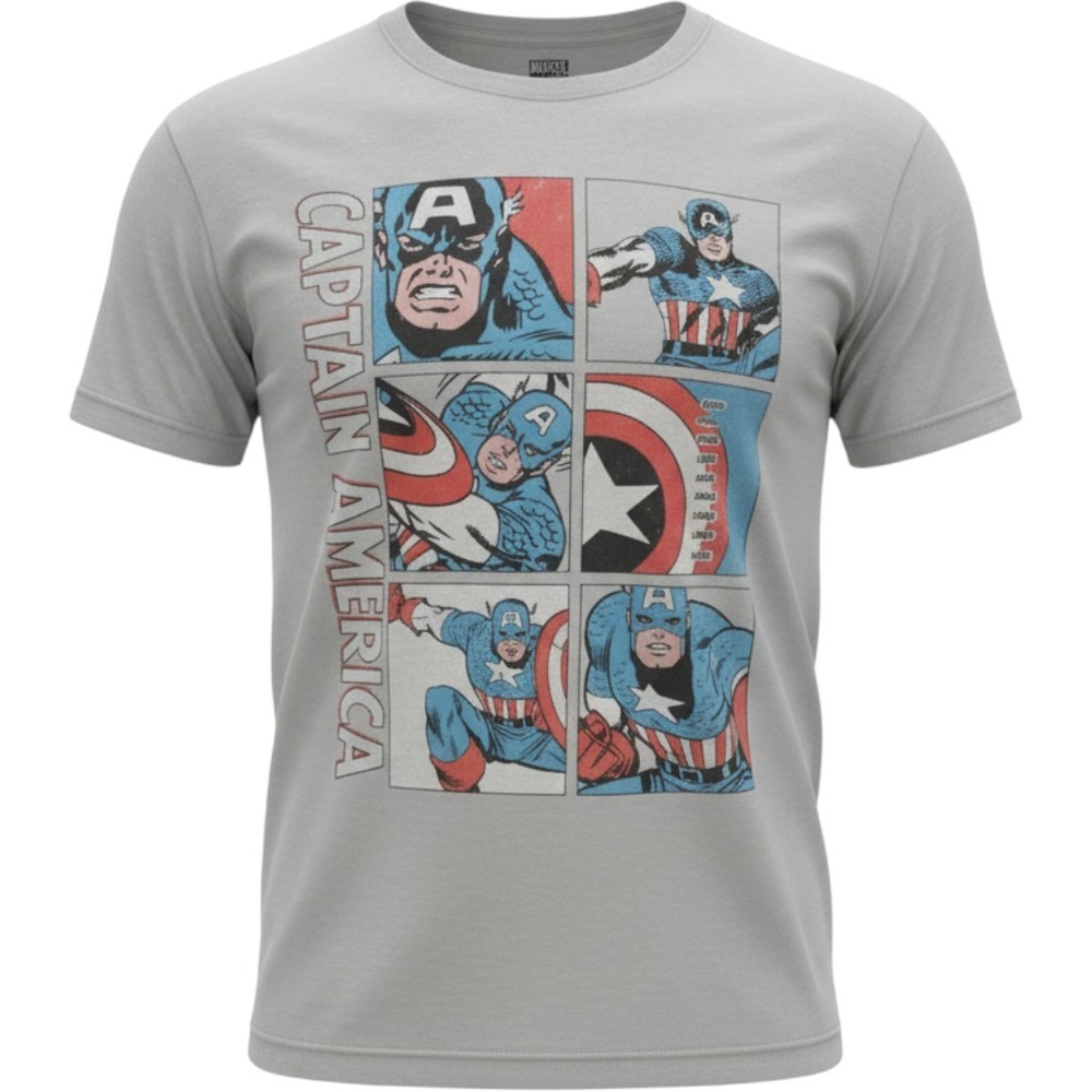 Marvel Comics Captain America Graphic Tee Silver Grey Mens Large 4MC85560J